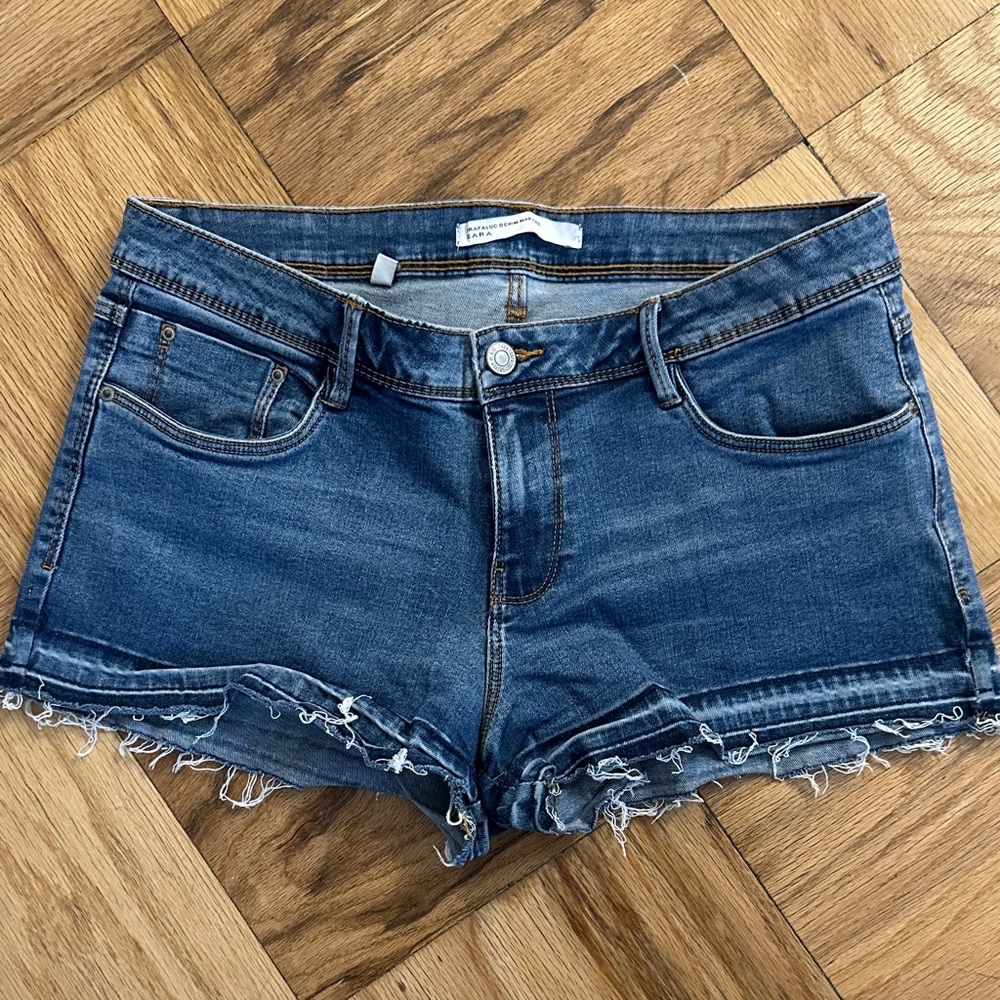 Zara Indigo Denim Cutoff Shorts
